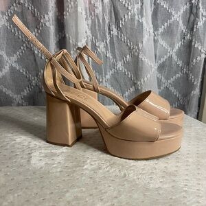 Elegant Nude Block Heel Sandals